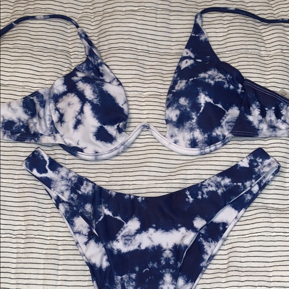 Cute blue tie dye bikini. Never worn. - Picture 1 of 2